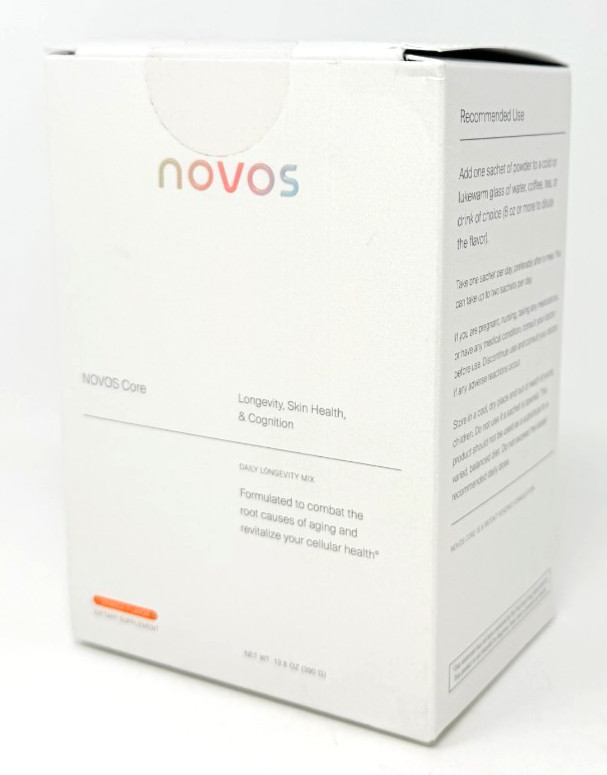 NOVOS Core Vitamin Longevity Drink Mix Orange, 30 Packets NEW IN BOX, EXP 6/2027