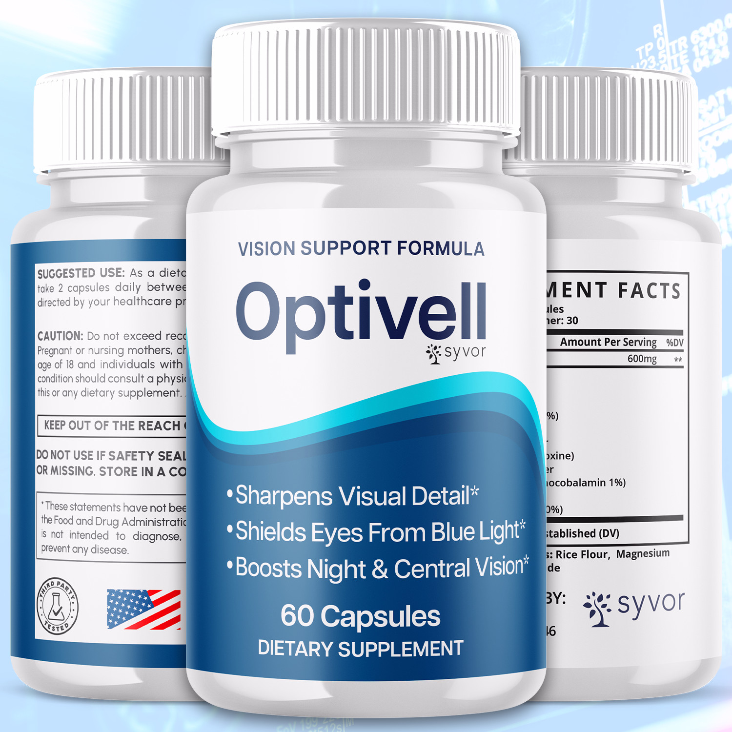 (3 Pack) Optivell Vision Support Formula, Opti Vell Eye Health (180 Capsules)