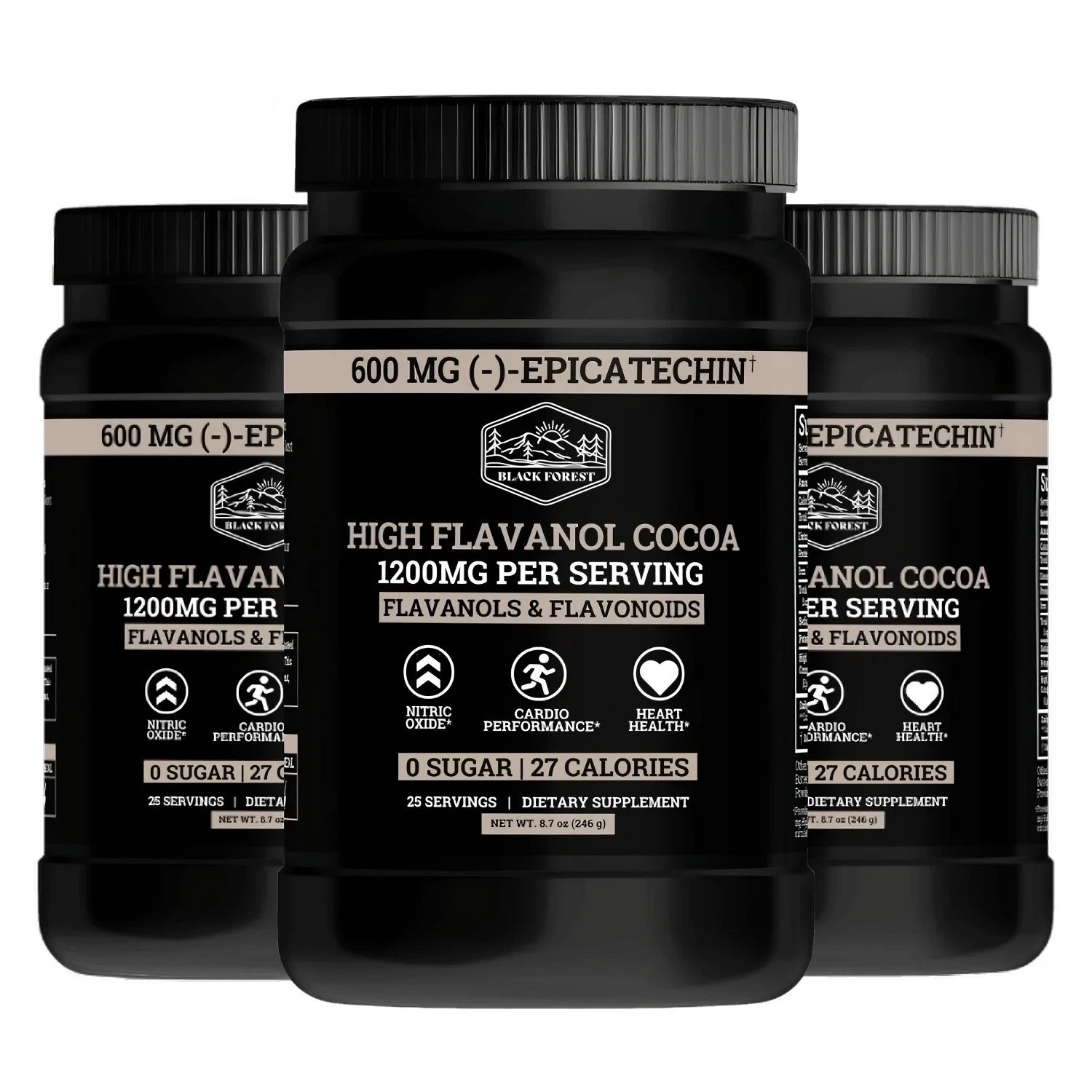 Black Forest High Flavanol Cocoa Powder Flavonoids Supplement 1200 mg – 3 PACK