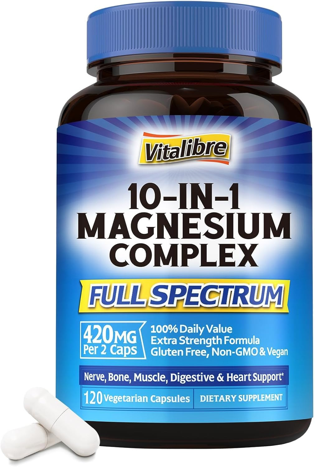 10 in 1 Magnesium Complex, 420Mg Elemental Magnesium | Ultra Strength, Max Absor