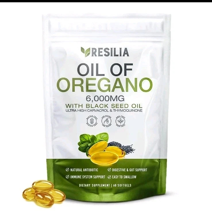 2 in 1 Oil of Oregano & Black Seed Softgels with Carvacrol , Immune Support USA