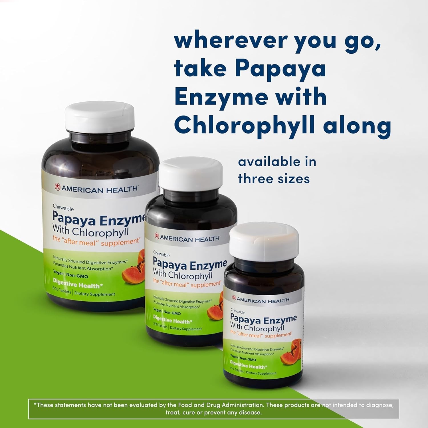 Natural Papaya Enzyme & Chlorophyll, 250 Chewable Tablets for Digestive Support