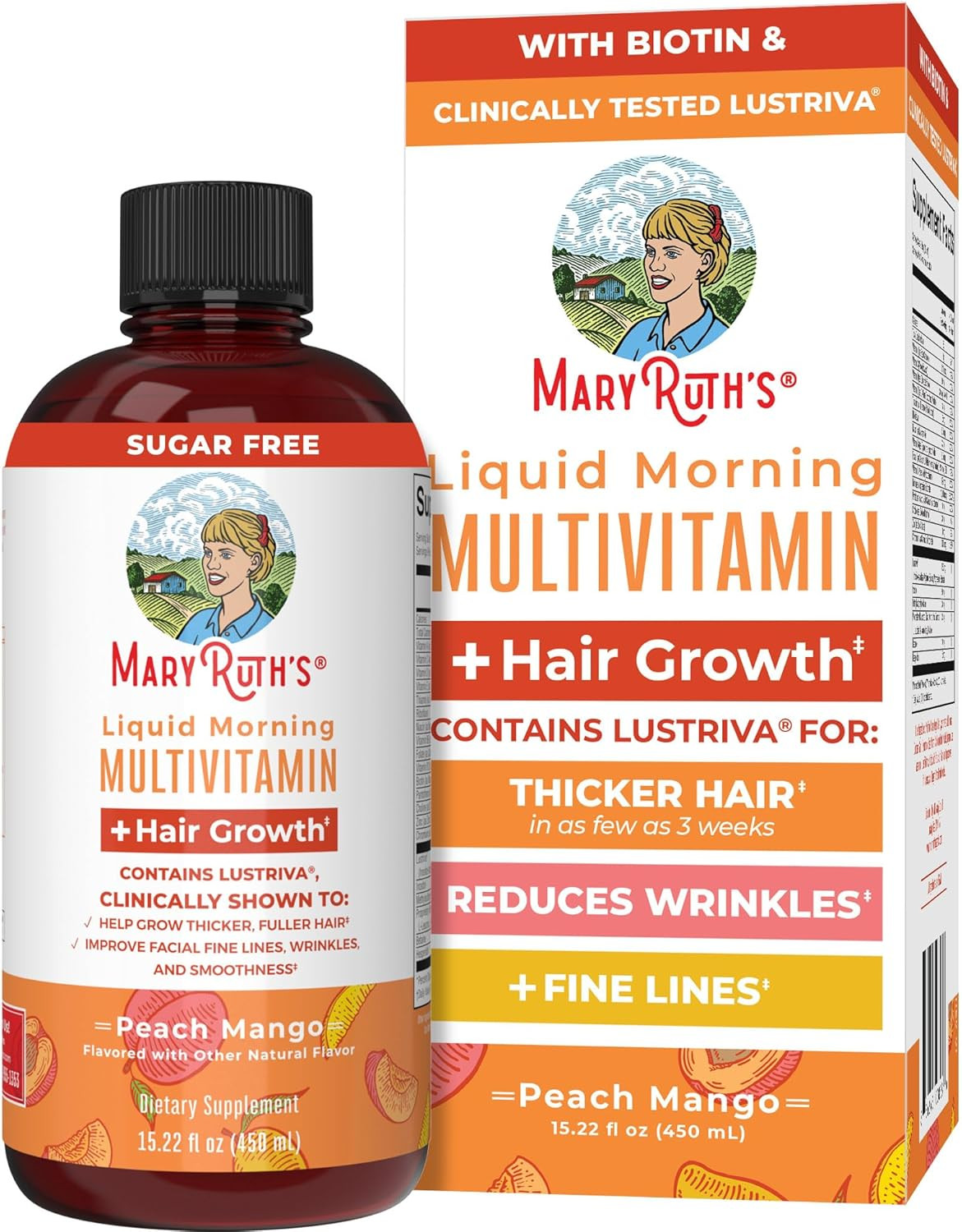 MaryRuth’s Liquid Multivitamin+Hair – Lustriva for Thicker Hair & Wrinkles – 15.