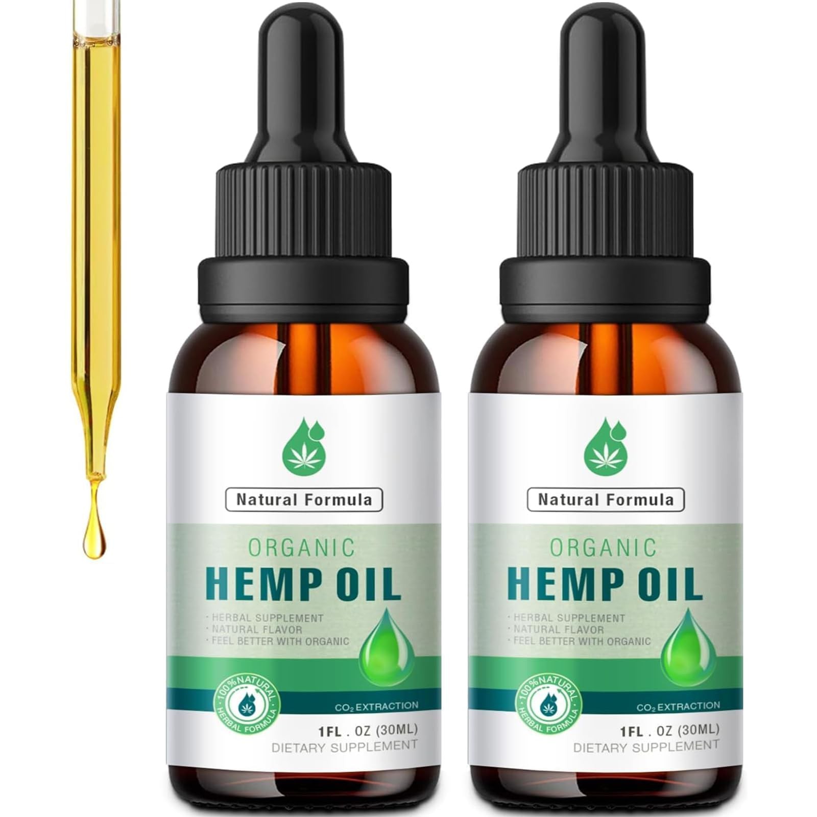 2 Pack Hemp Oil Organic Premium for Pain Relief, Skin, 1 Fl Oz (Pack of 2)