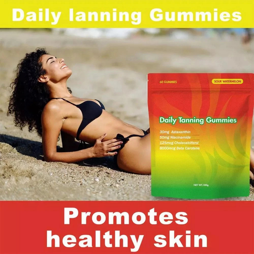 60pcs/bag Natural Daily Tanning Gummies Sunless Tan & Skin Glow Supplement