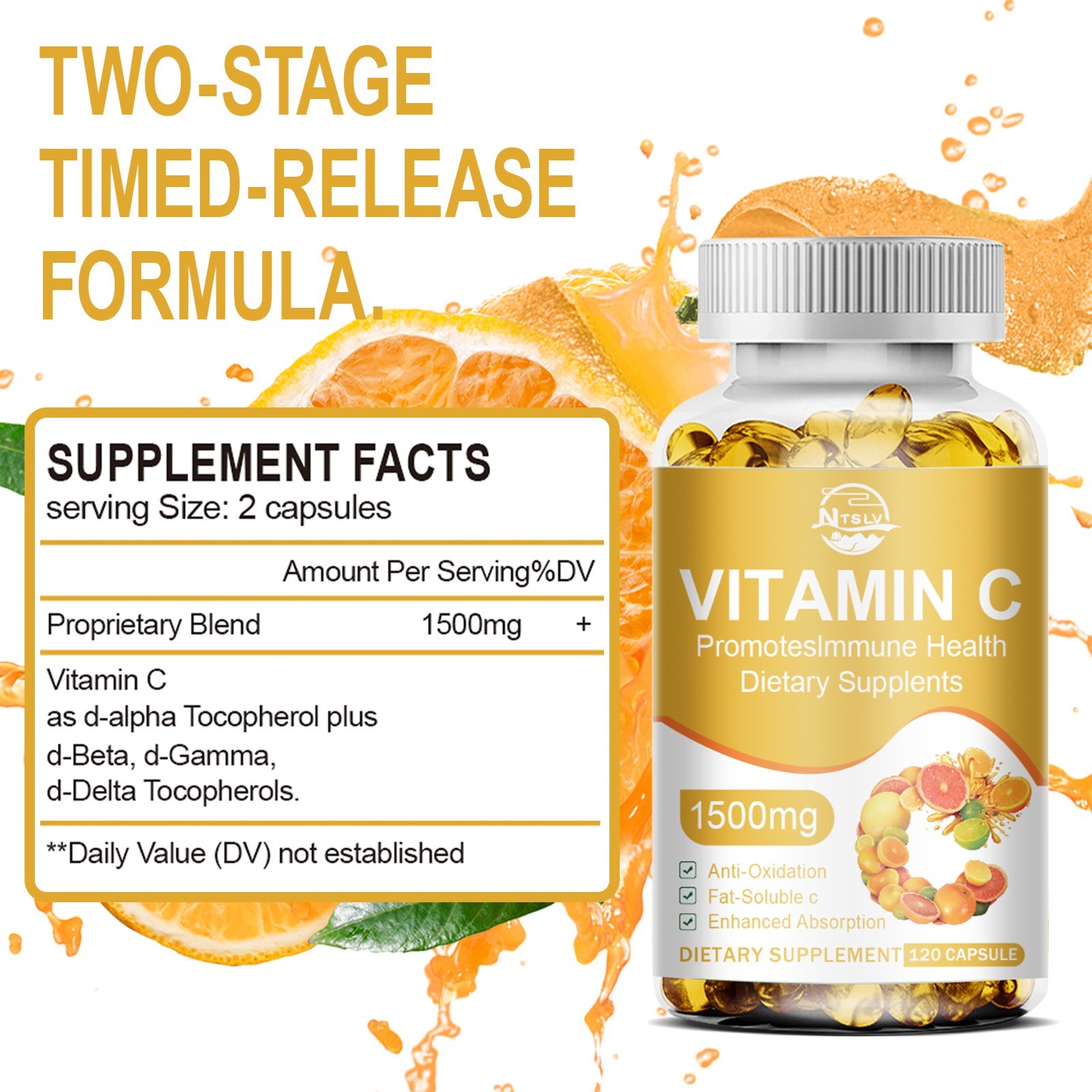 Vitamin C 1500mg 120 Capsules Antioxidant Immune Support