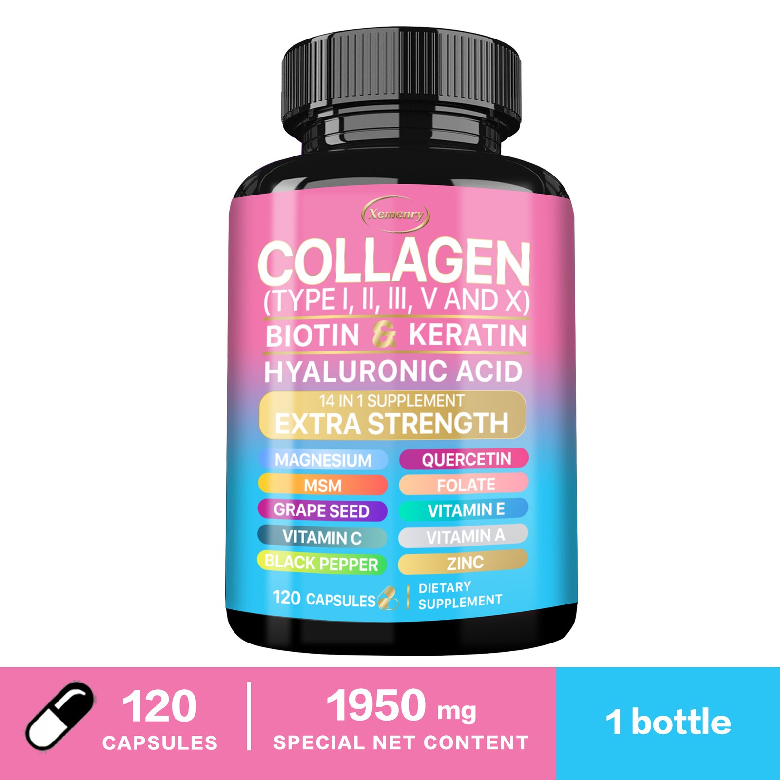 120pcs Collagen – Hair, Skin & Nails, Premium Collagen Supplement, Max Strength
