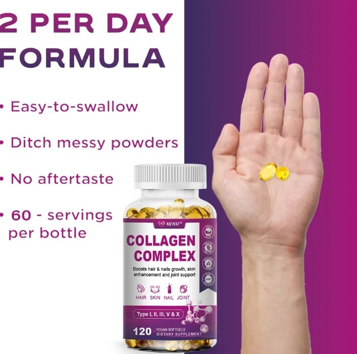 Multi Collagen Peptides Softgel – Type I, II, III, V, X – Hydrolyzed Collagen