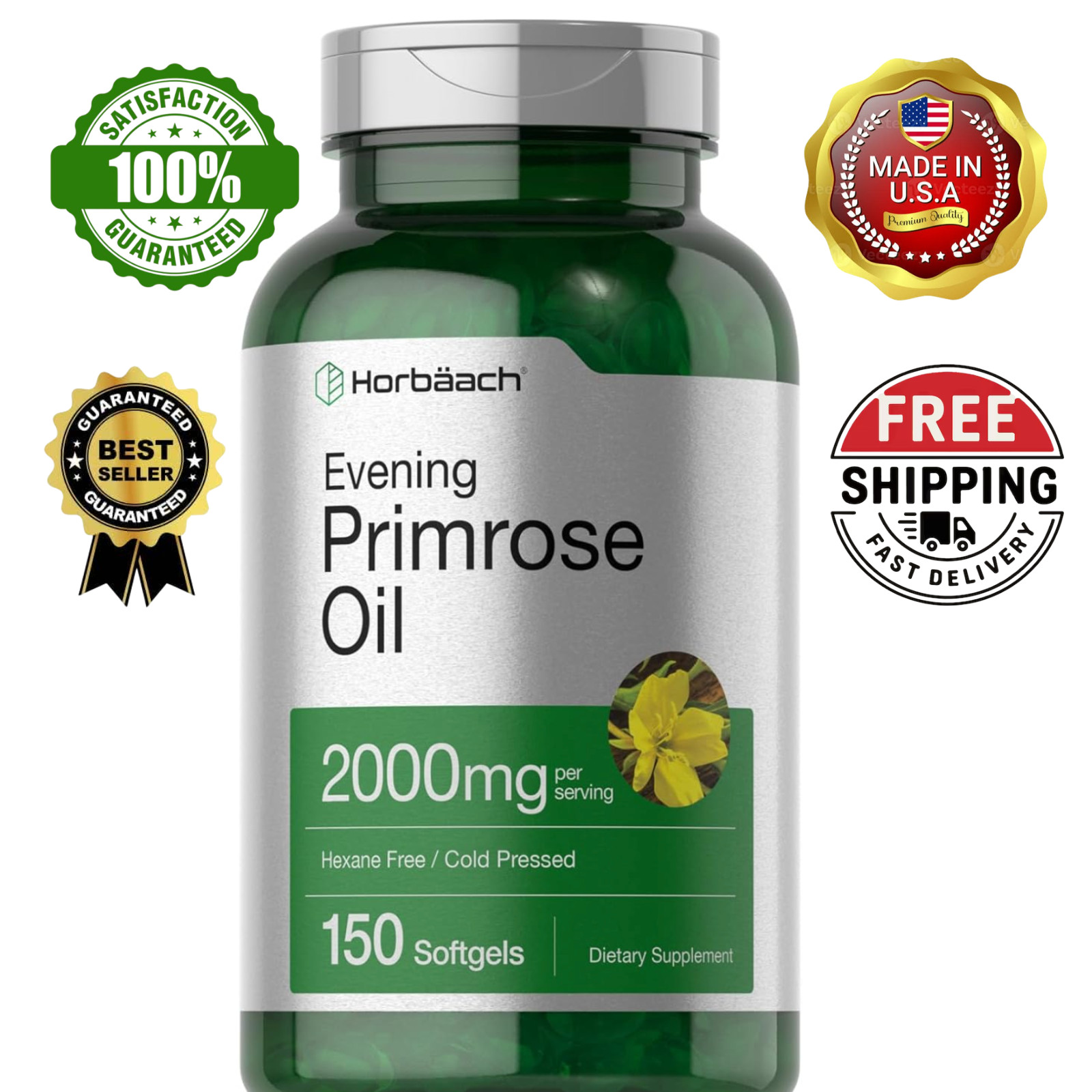 Cápsulas de aceite de onagra 2000 mg | Equilibrio hormonal y salud femenina