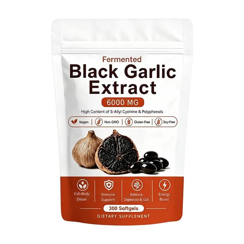Black Garlic Extract Softgels 300ct, Odorless Vegan Non-GMO Supplement