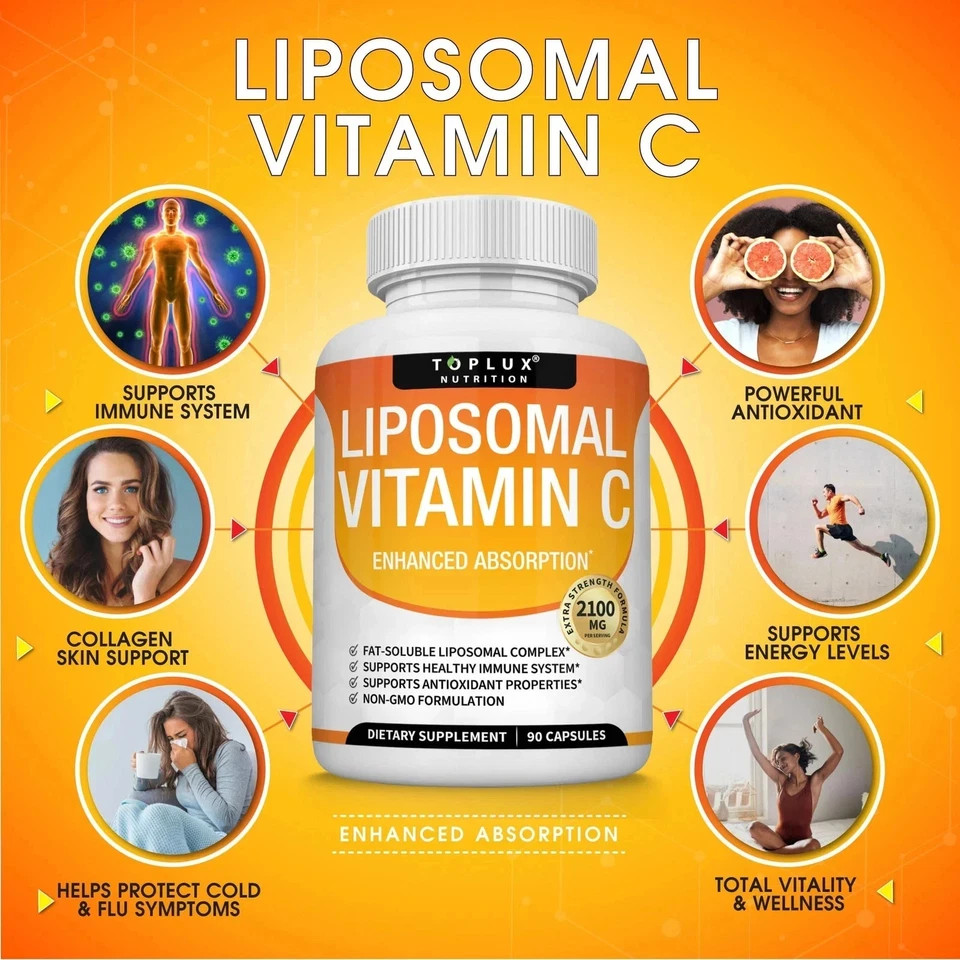 Liposomal Vitamin C 2100mg High Absorption Fat Soluble VIT C – Immune Support…