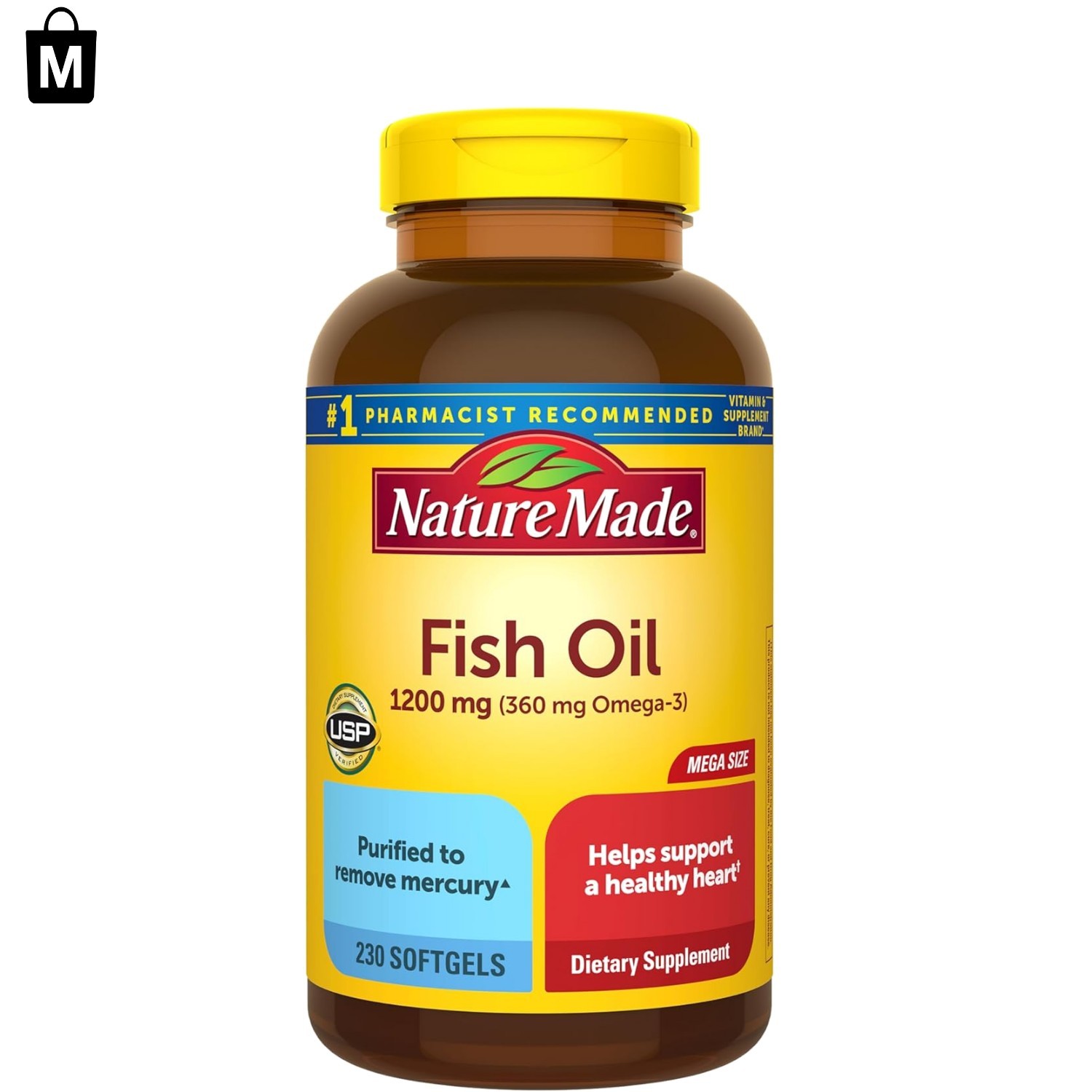Purified Omega 3 Fish Oil Supplements, 230 Softgels – Heart Wellness Formula