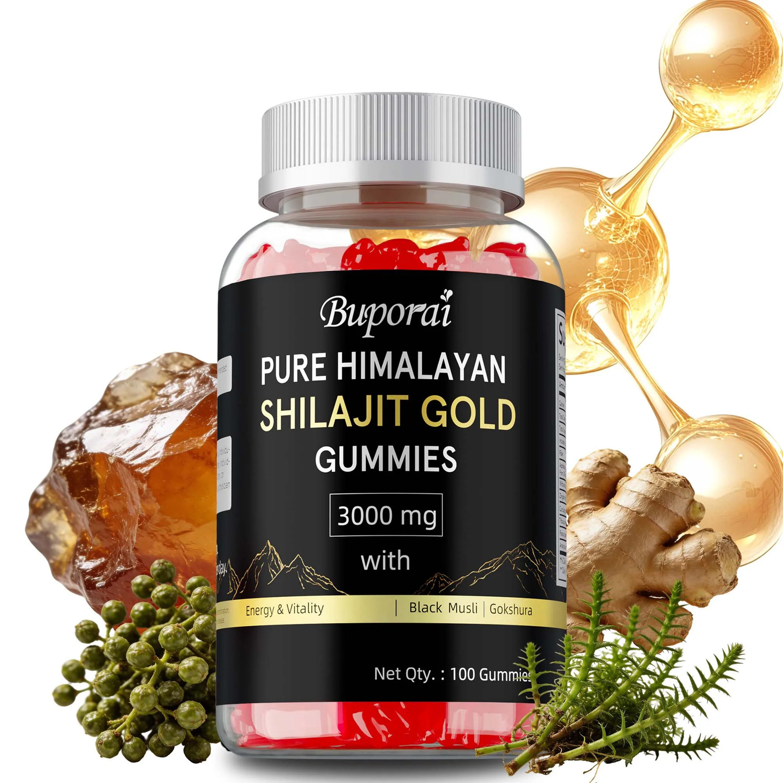 Pure Himalayan Shilajit Gold 100pcs – Energy Boost Help with Muscle Recovery