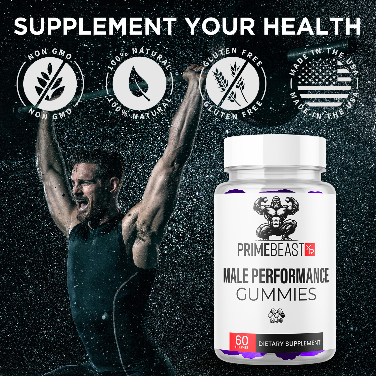(1 Pack) Prime Beast XR Male Gummys Advanced PrimeBeastXR Formula 60 Gummies