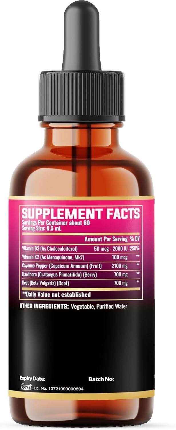 5-in-1 Cayenne Pepper Liquid Drops with Hawthorn & Beet Root – 60 Days Supply