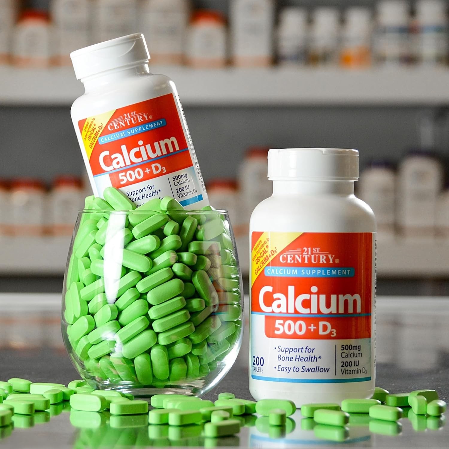 500 mg Calcium with Vitamin D3 – 400 Gluten-Free Tablets for Bone Strength