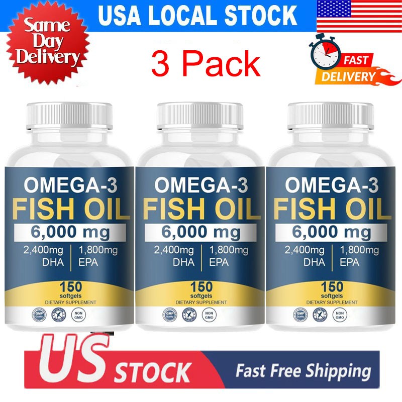 Bundle 3 Omega 3 Marine Fat 6000 Mg Premium EPA DHA Liver Supports – Cognitive,