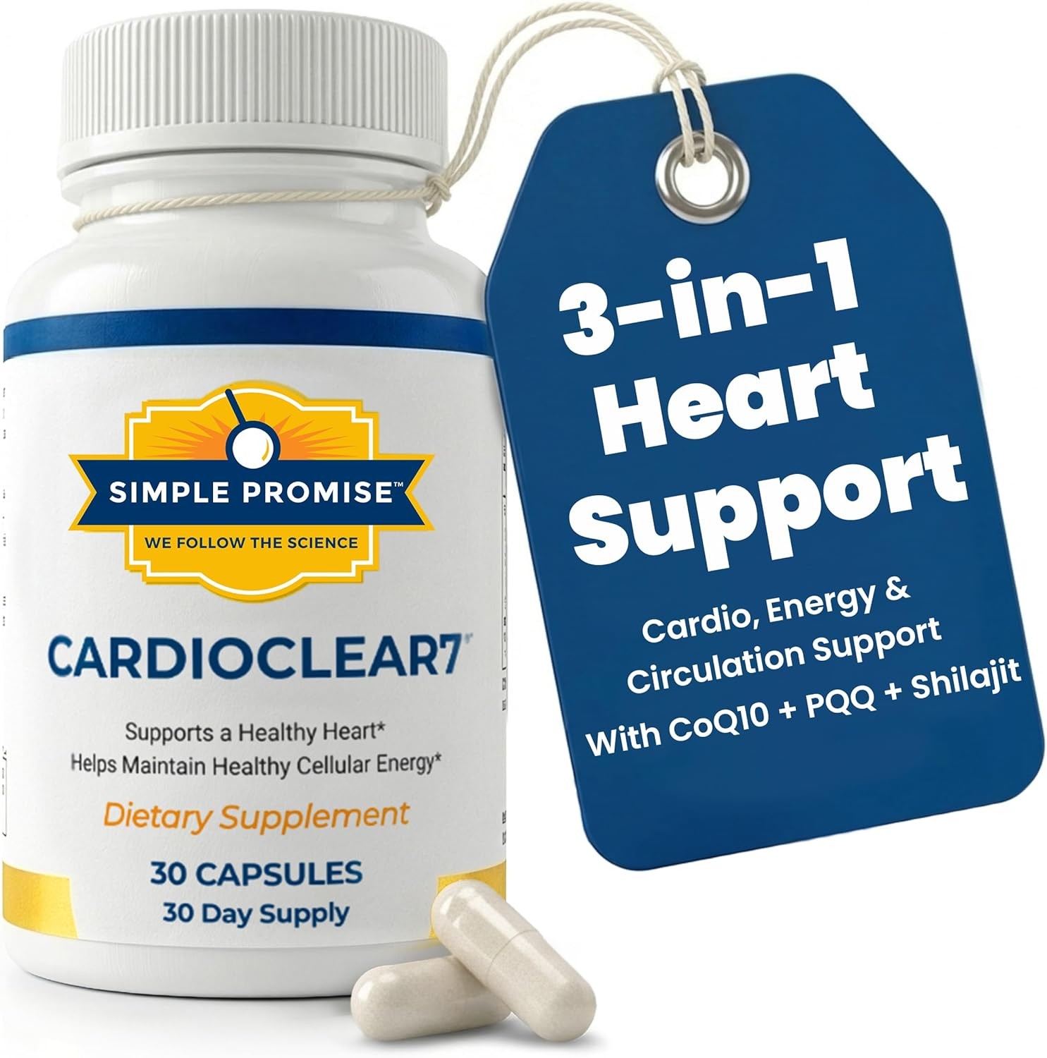 Simple Promise CardioClear7 CoQ10 with PQQ and Shilajit Supplement | Daily Heart