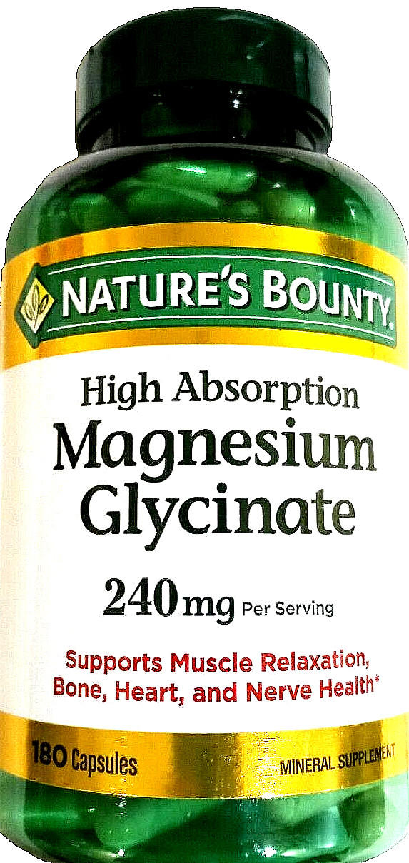 Nature’s Bounty Magnesium Glycinate 240 mg Muscle Relaxation 180 ct EXP 10/2026