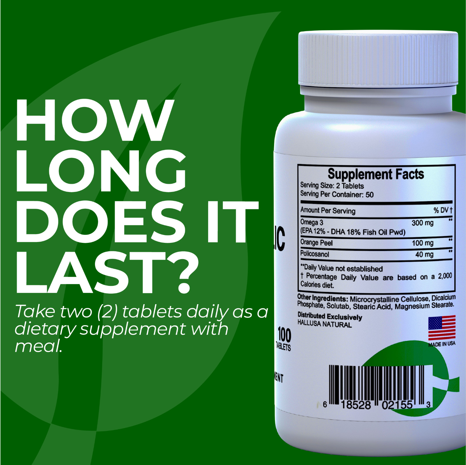 HALLTRIGLIC – Triglycerides & Cholesterol – Cardiovascular Health – 100 Tab