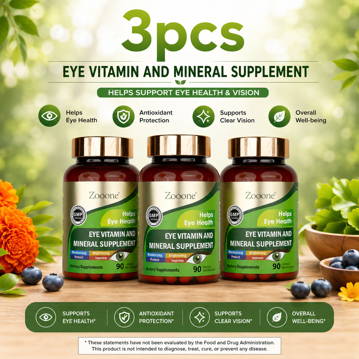 Zooone Eye Vitamin and Mineral Supplement Health Support Lutein 270 Capsules
