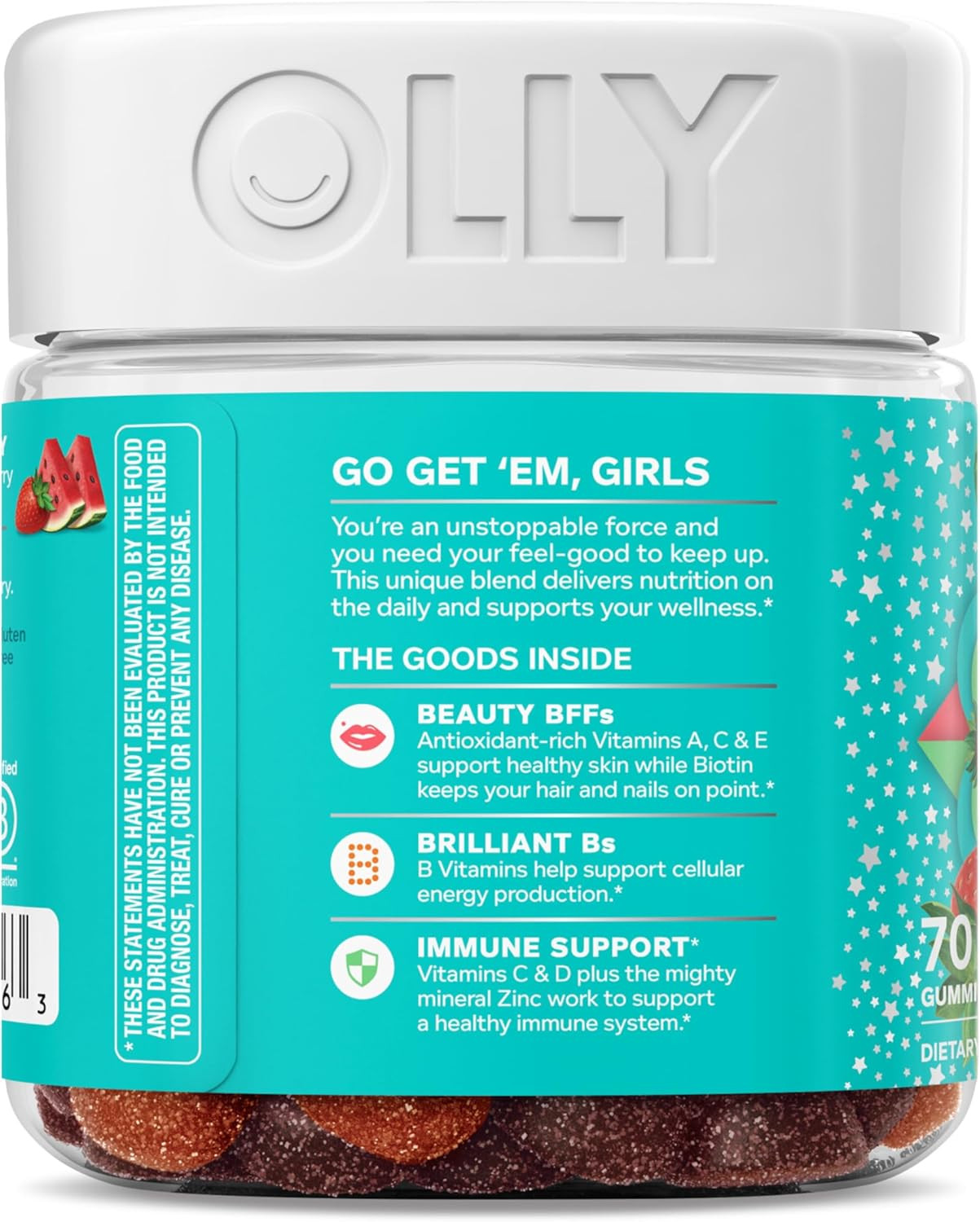 Olly Teen Girl Multi Gummy, Healthy Skin and Immune Support, 15 Essential Vitami