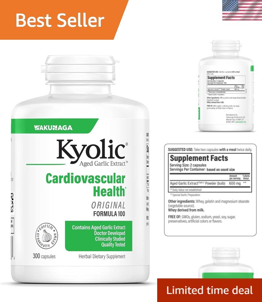 Aged Garlic Extract Capsules for Cardiovascular Support 300 Count