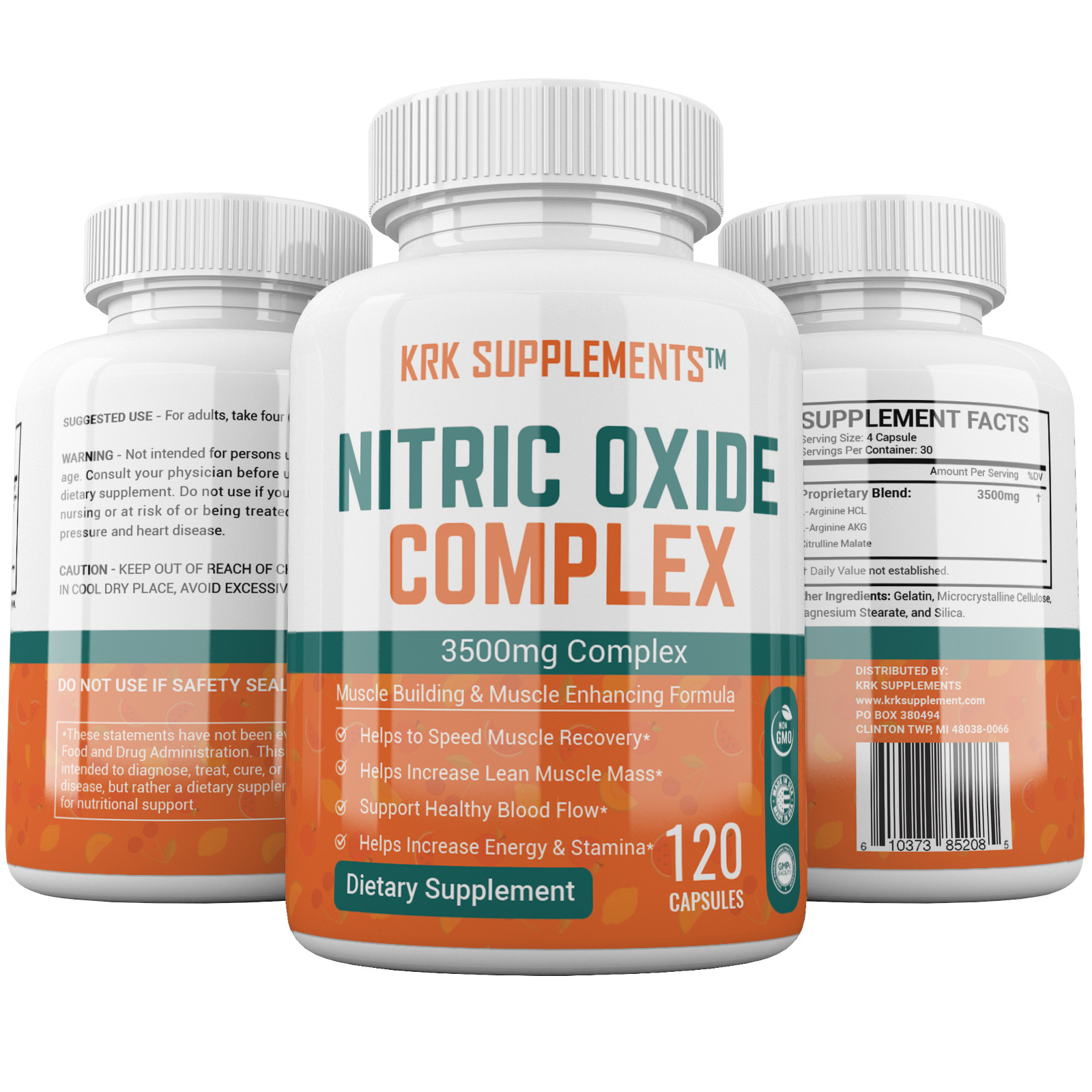 1x Nitric Oxide 3500mg L-Arginine Citrulline Keto Build Muscle Pump Growth Pills