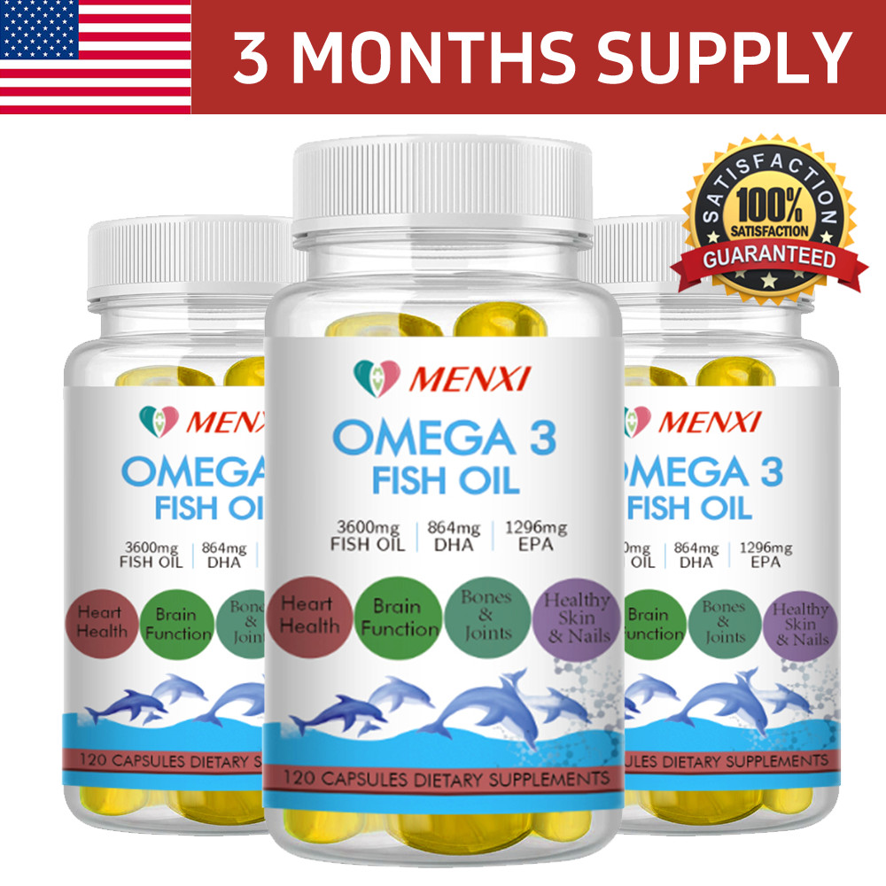 Omega 3 Fish Oil Capsules 3x Strength 3600mg EPA & DHA, Highest Potency 360PCS