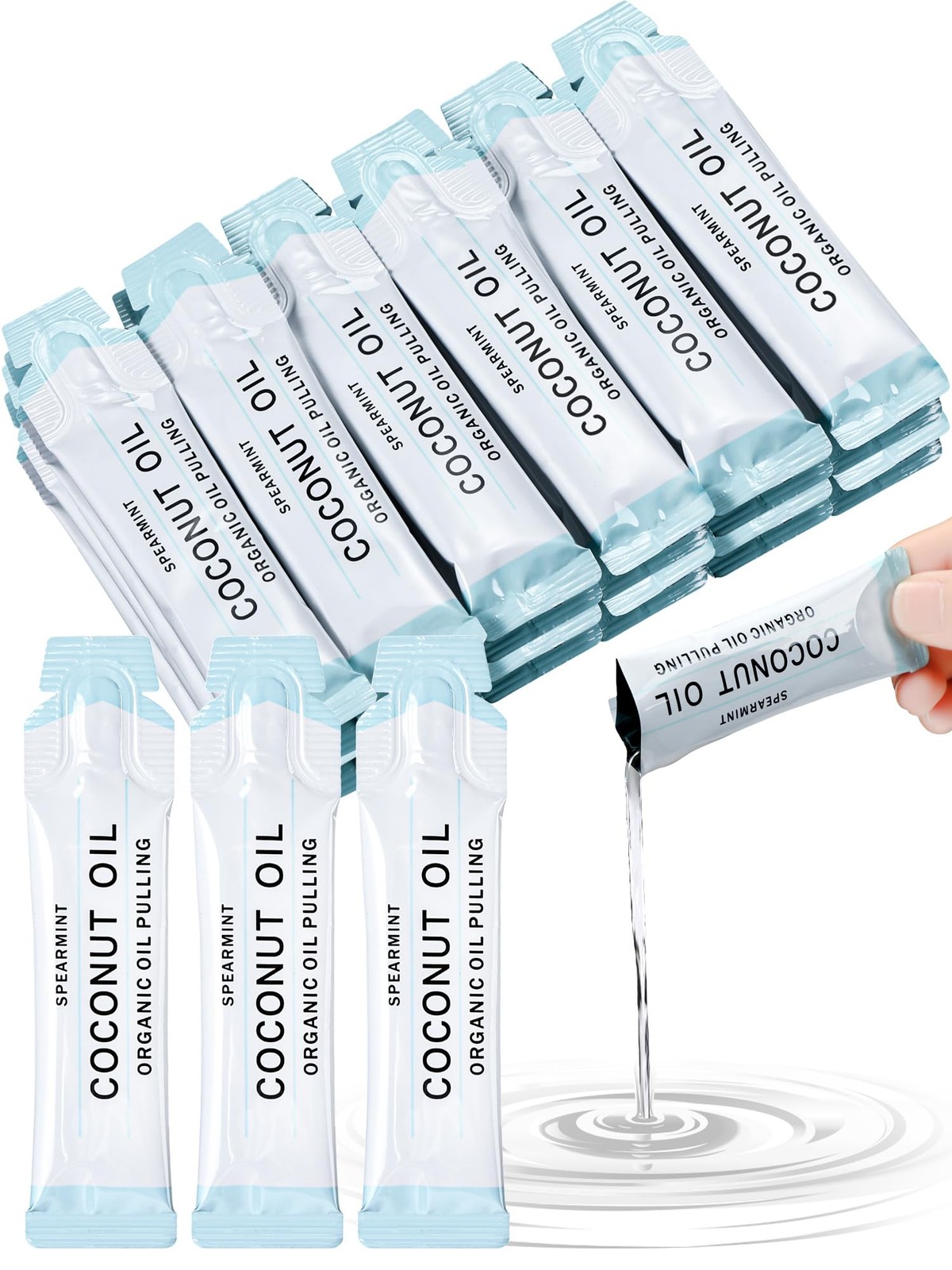 Loopeer 50 Pcs Organic Oil Pulling Travel Sachets 0.01 Fl Oz (Pack of 50)