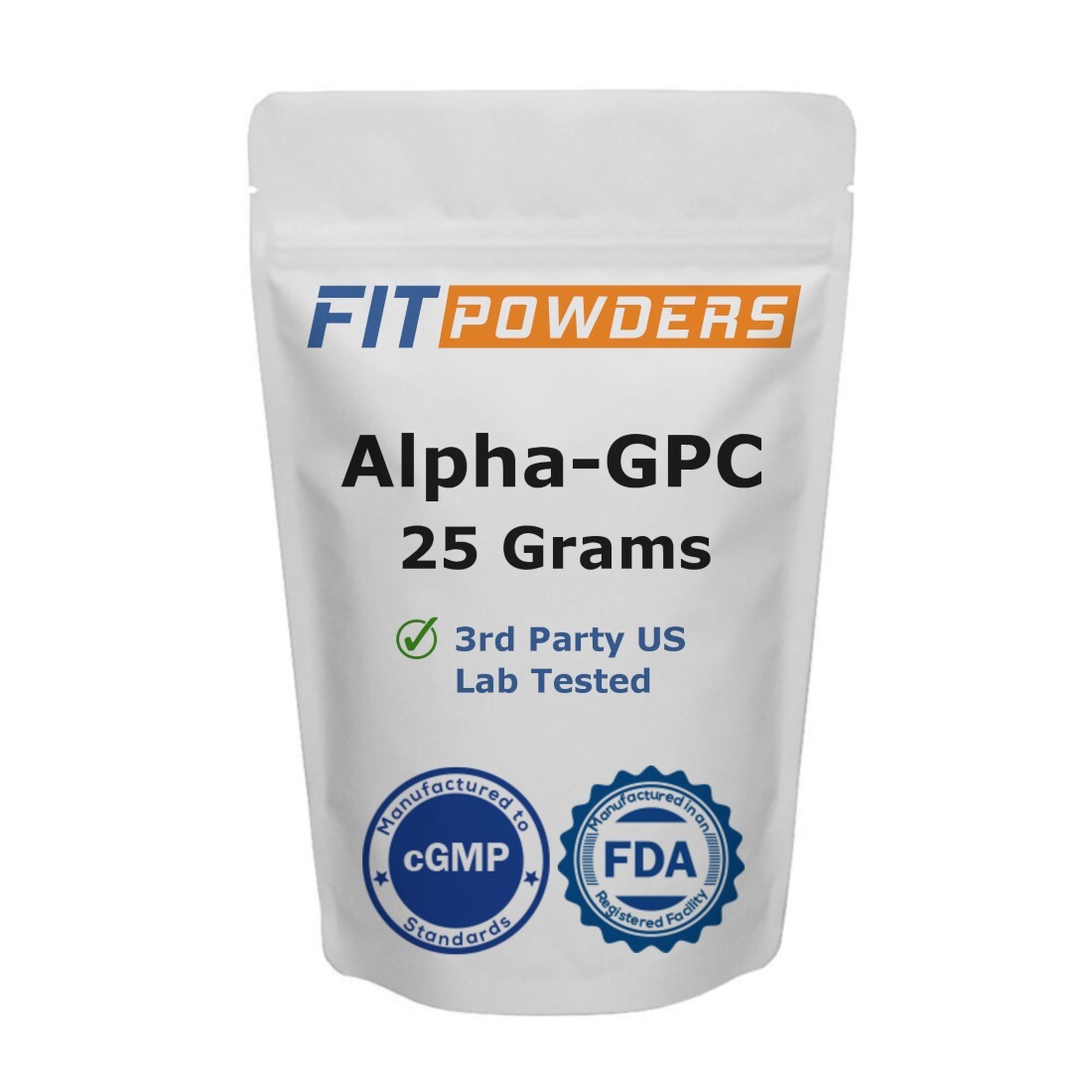 FitPowders Alpha-GPC Powder 25 Grams – 3rd Party Tested: Non-GMO, with Scoop
