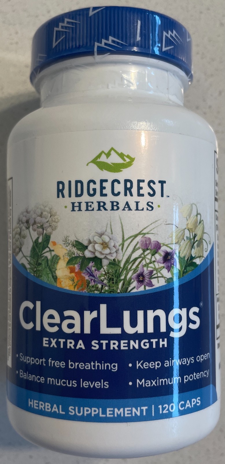 Ridgecrest Herbals Clear Lungs Extra Strength – 120 Caps – Expires 02/2029