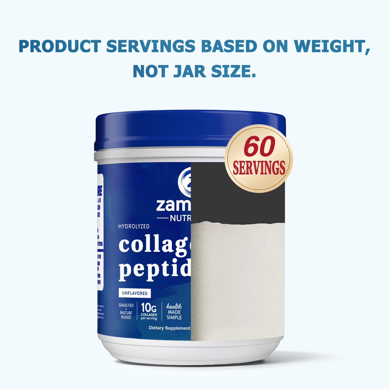 Collagen Peptides Powder Hydrolyzed Collagen ProteinTypes 1& 3 Unflavored-2.64LB