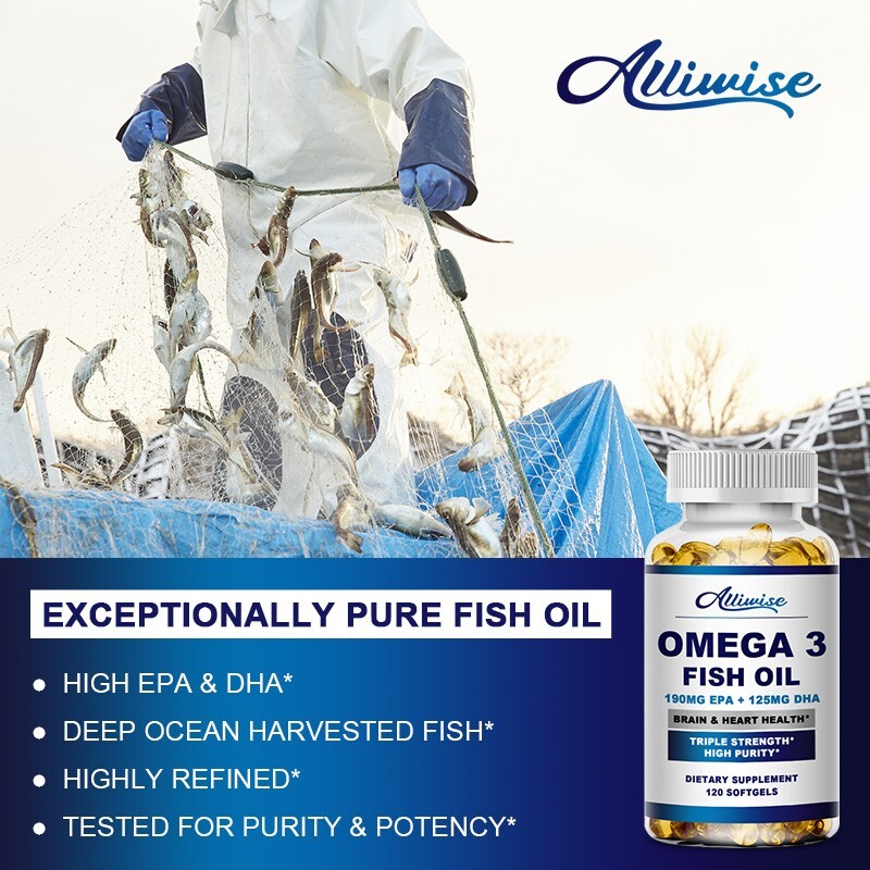 Omega 3 Fish Oil Capsules 3x Strength 3600mg EPA & DHA Highest Potency 120 Pills