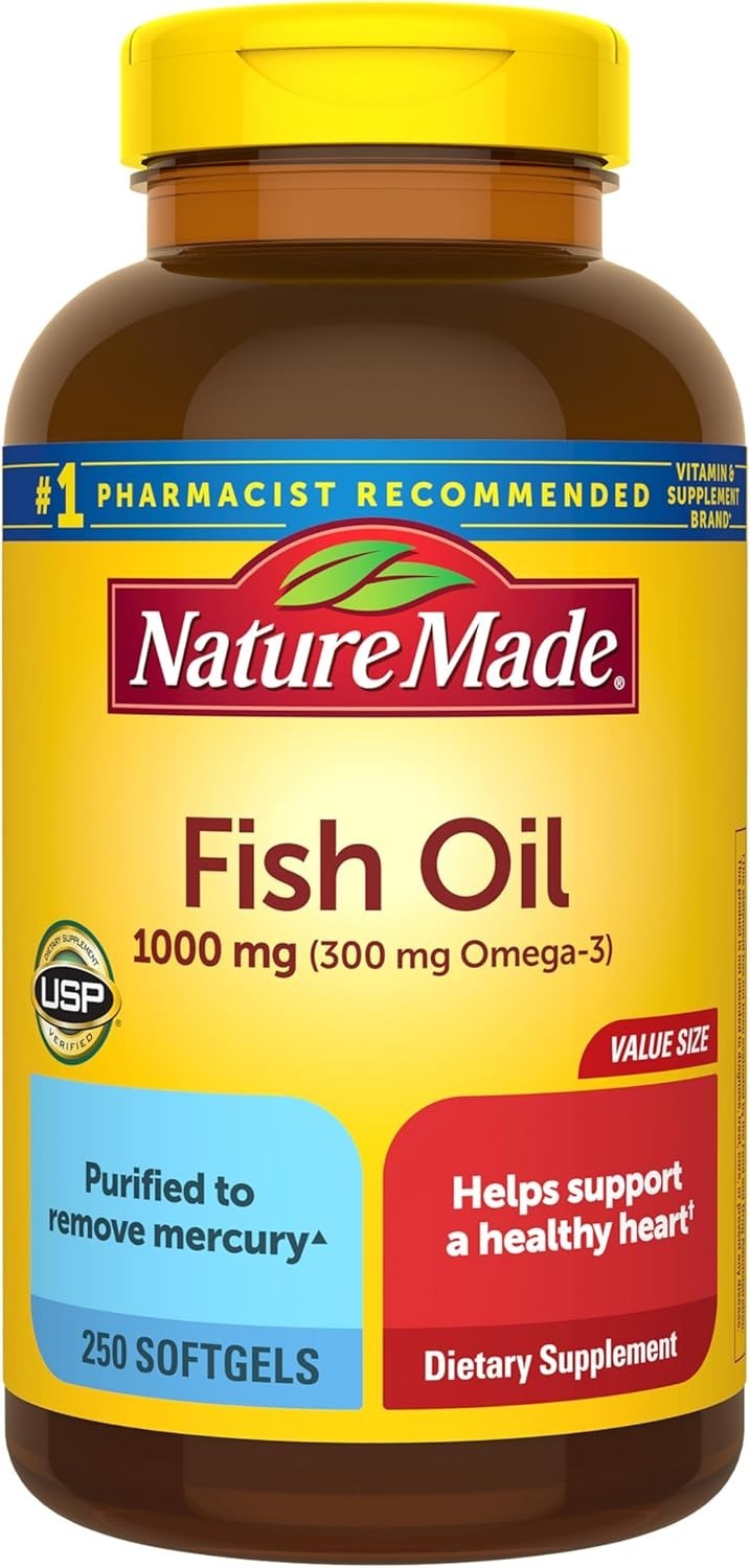 Fish Oil Omega 3 Supplements – 1000mg Softgels, 250 Count, Heart Support