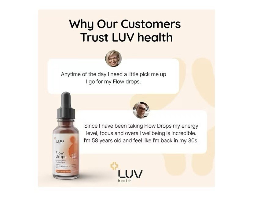 (2-Pack) LUV Wellness Flow Drops – Wellness LUV Flow Adaptogen Mushroom Blend Dr