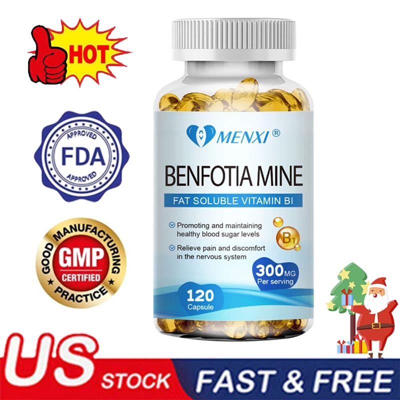 Benfotiamine 300mg 120Caps Vitamin B1 Benfotiamine Thiamine Fat-Soluble