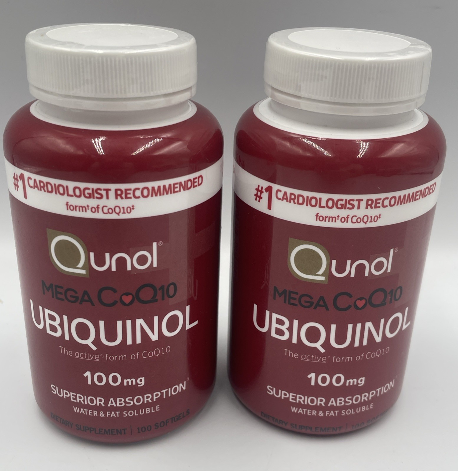 2 Qunol MEGA CoQ10 Ubiquinol 100mg 100 softgels +NEW SEALED+ Bottle Exp 6/2027