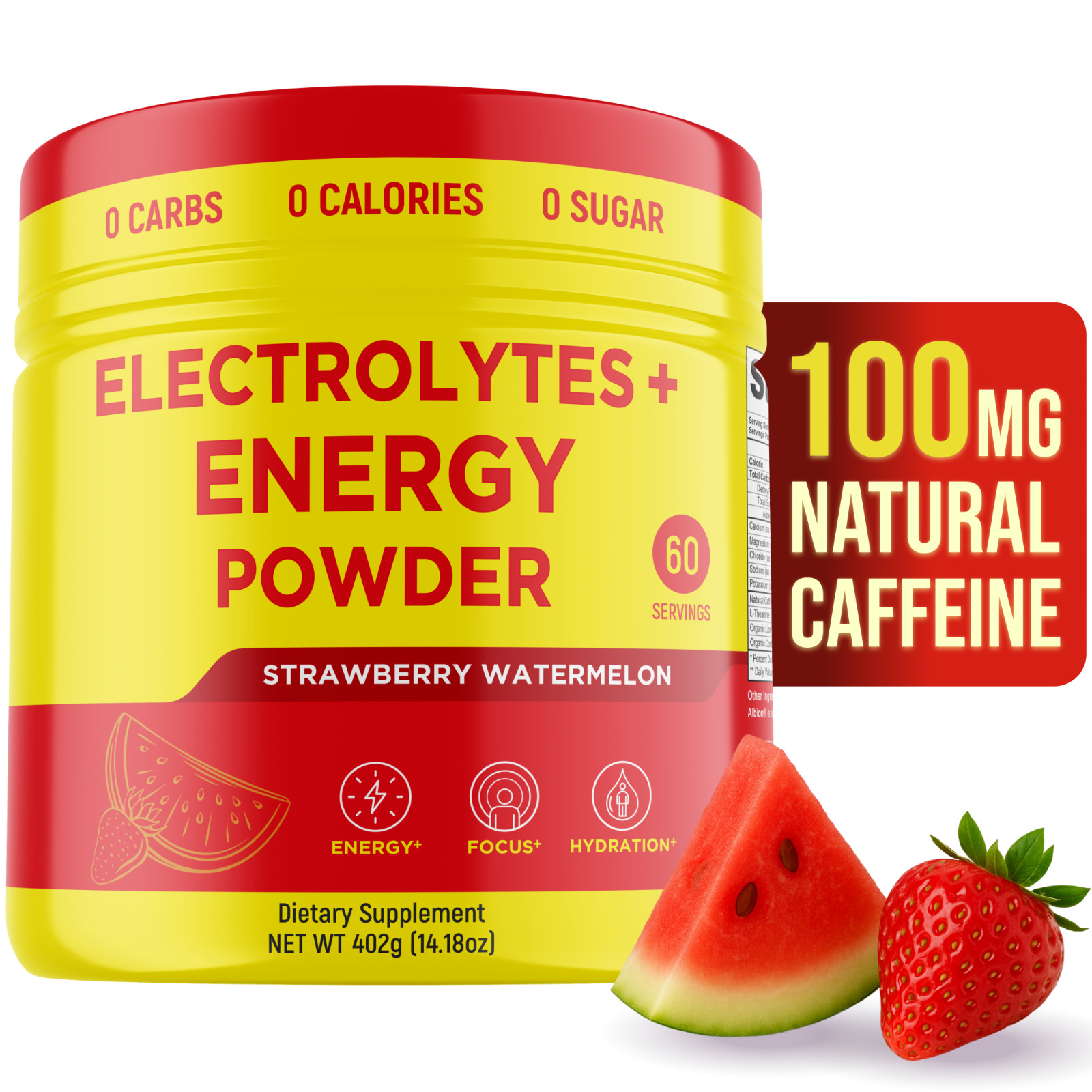 Keto Vitals Electrolytes + Energy Powder Strawberry Watermelon