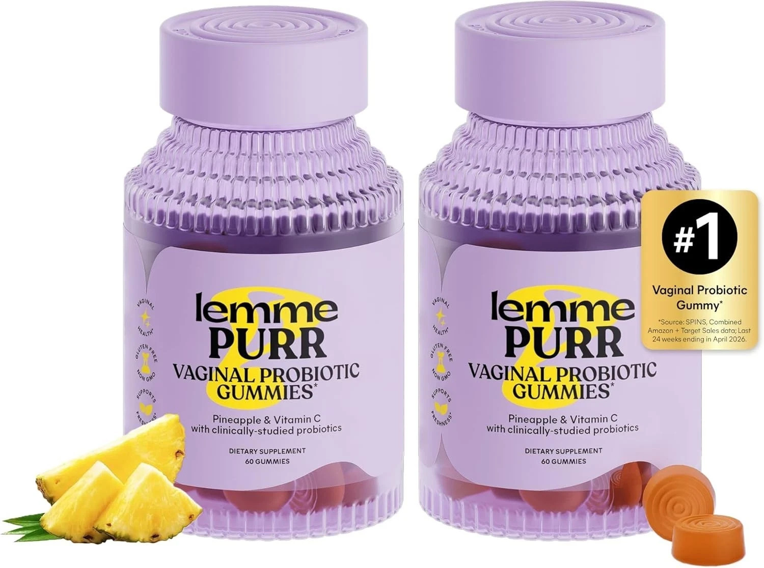 Lemme Purr Vaginal Probiotic Gummies – 2-Pack (120 Gummies Total)