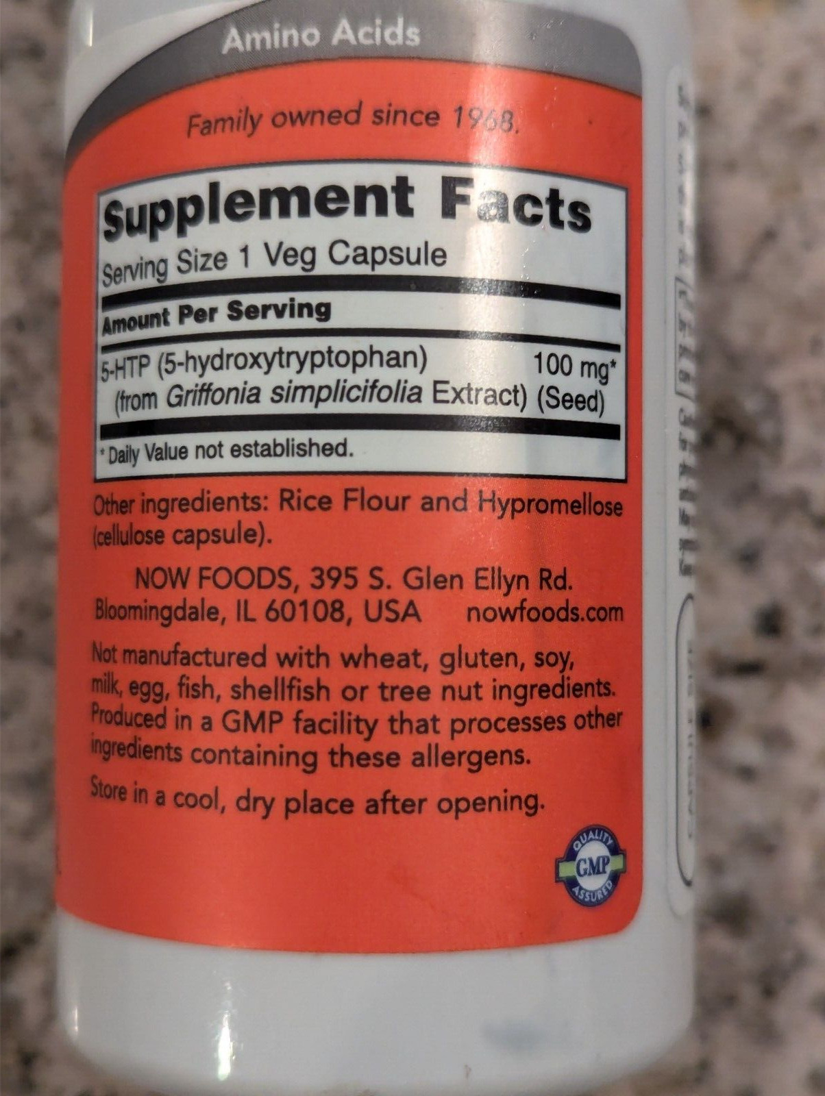 Now Foods 5-HTP 100mg 60 VegCap exp 02/2029