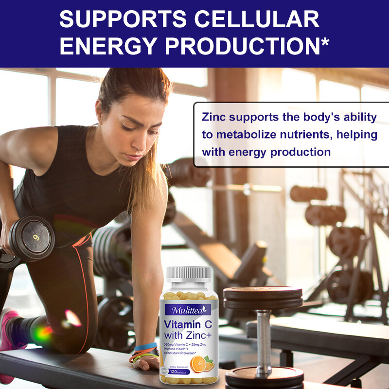Vitamin C Capsules 360Mg with Zinc Powerful Immune Support Antioxident 60/120PC