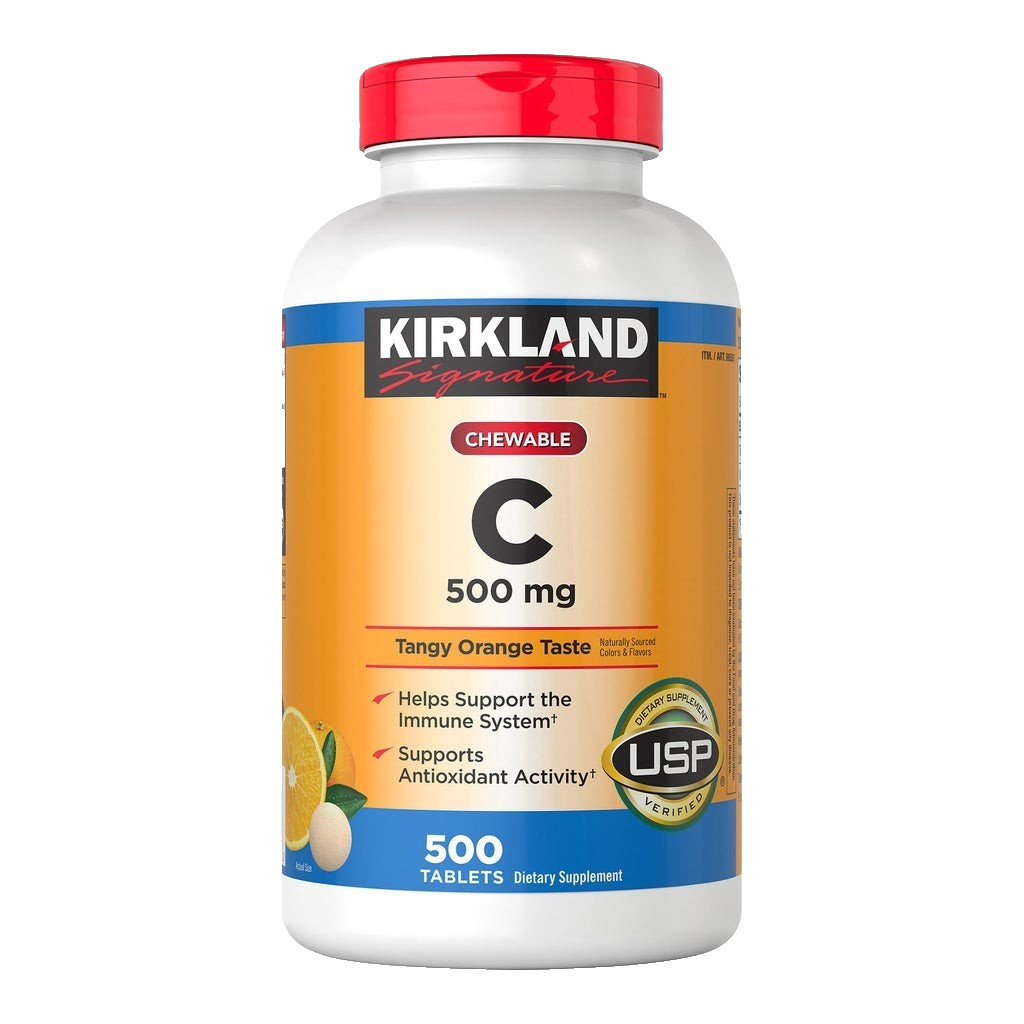 Chewable Vitamin C 500mg 500 Tablets USP Verified Orange Flavor EXP-07/2027