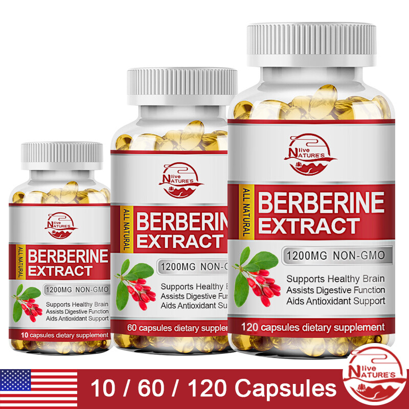 Berberine HCL 1200mg Cholesterol Blood Sugar Health General Wellness 10/60/120PC