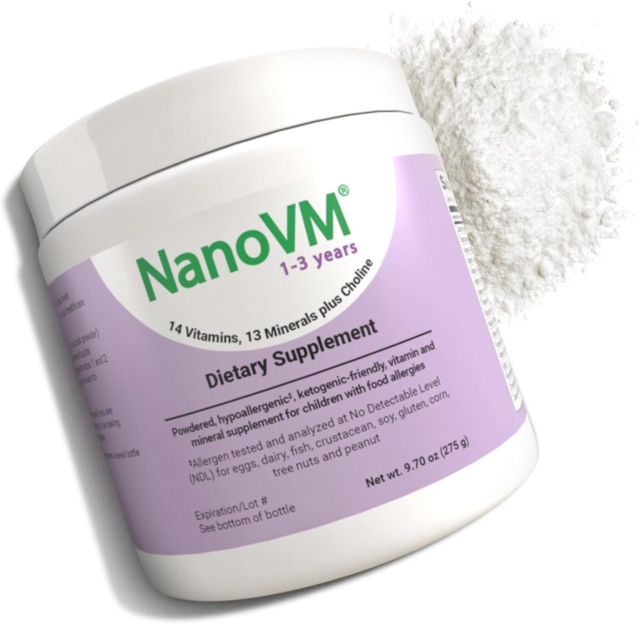 NanoVM 1-3 Years Allergen-Free Multivitamin for Kids Unflavored Dietary Suppl…