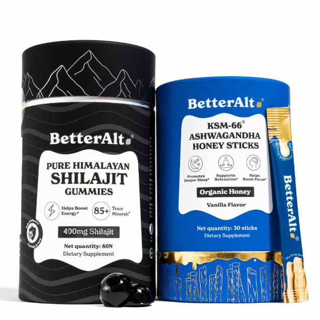 BetterAlt Pure Himalayan Shilajit Gummies + KSM-66 Ashwagandha Honey Sticks