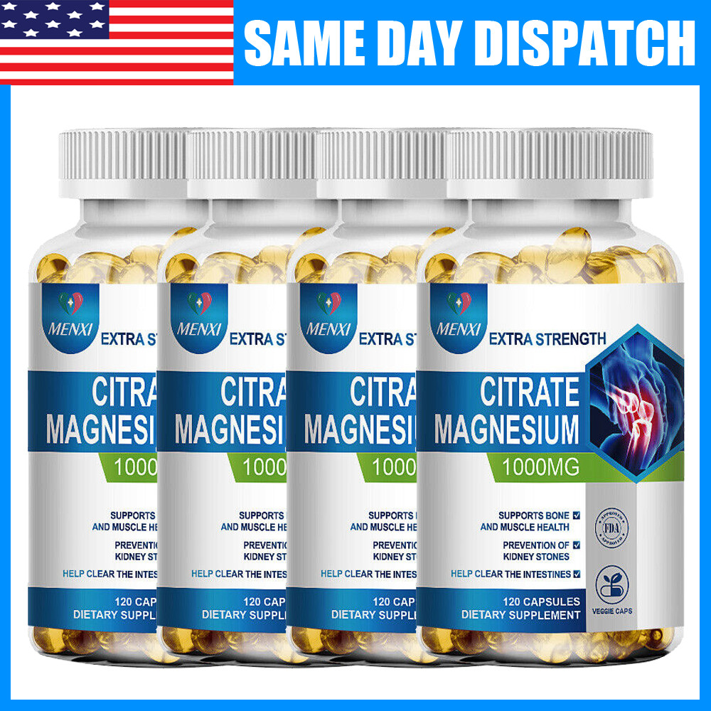Magnesium Citrate 1000mg Joint Support High Absorption 120/240/480 Capsules
