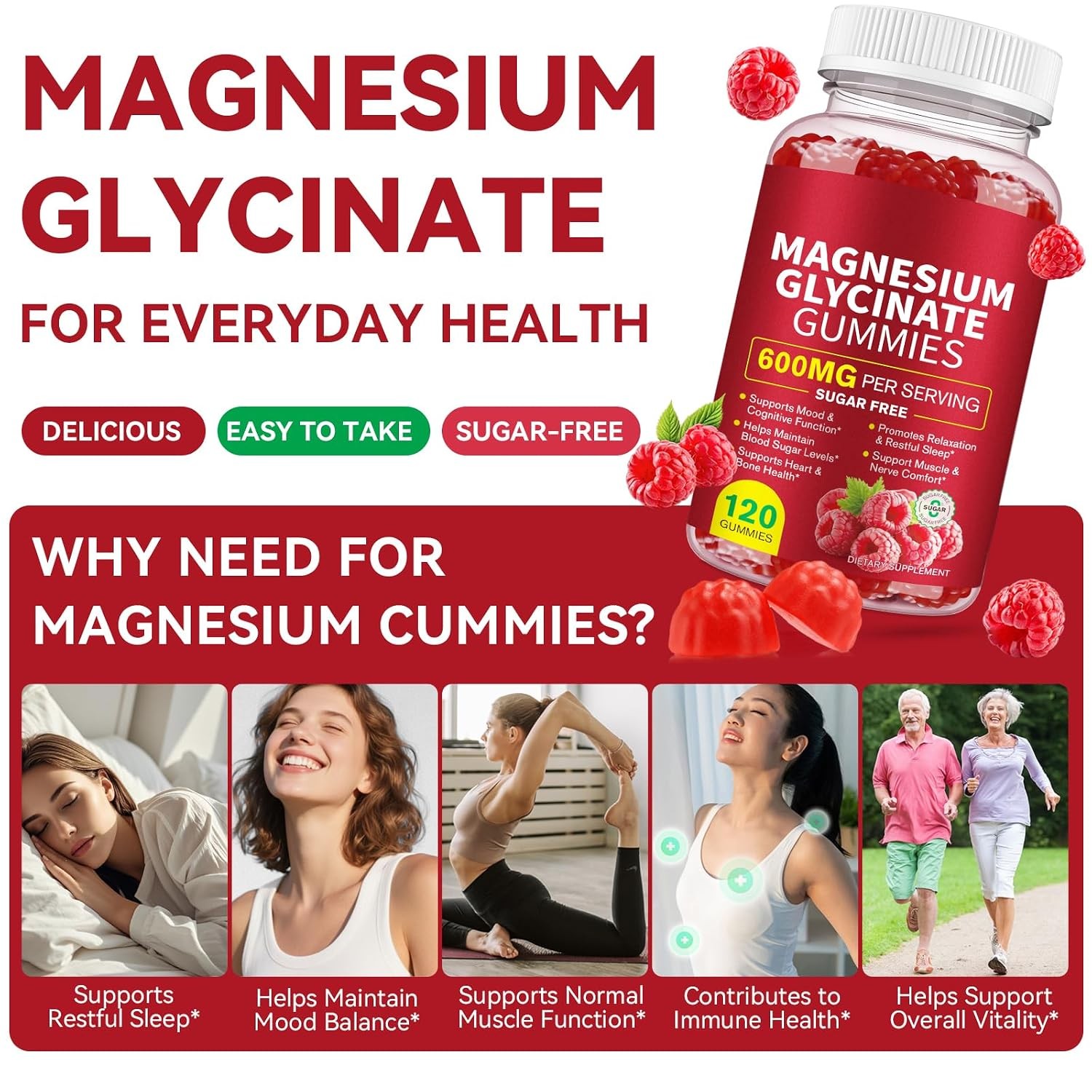 Magnesium Glycinate Gummies 600mg High Absorption Magnesium L-Threonine
