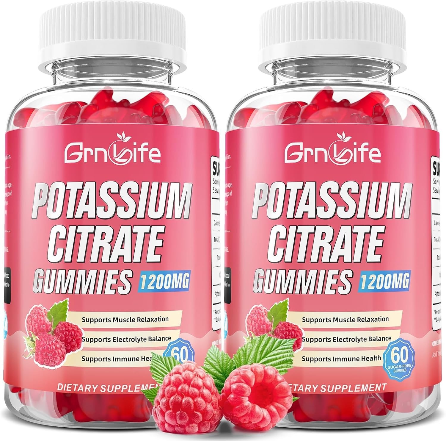 2 Pack Potassium Citrate Gummies, High Potassium Supplement 1200mg Support Leg..