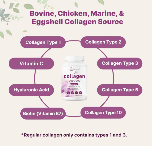 Micro Ingredients Multi Collagen Pills for Women & Men, 240 Capsules